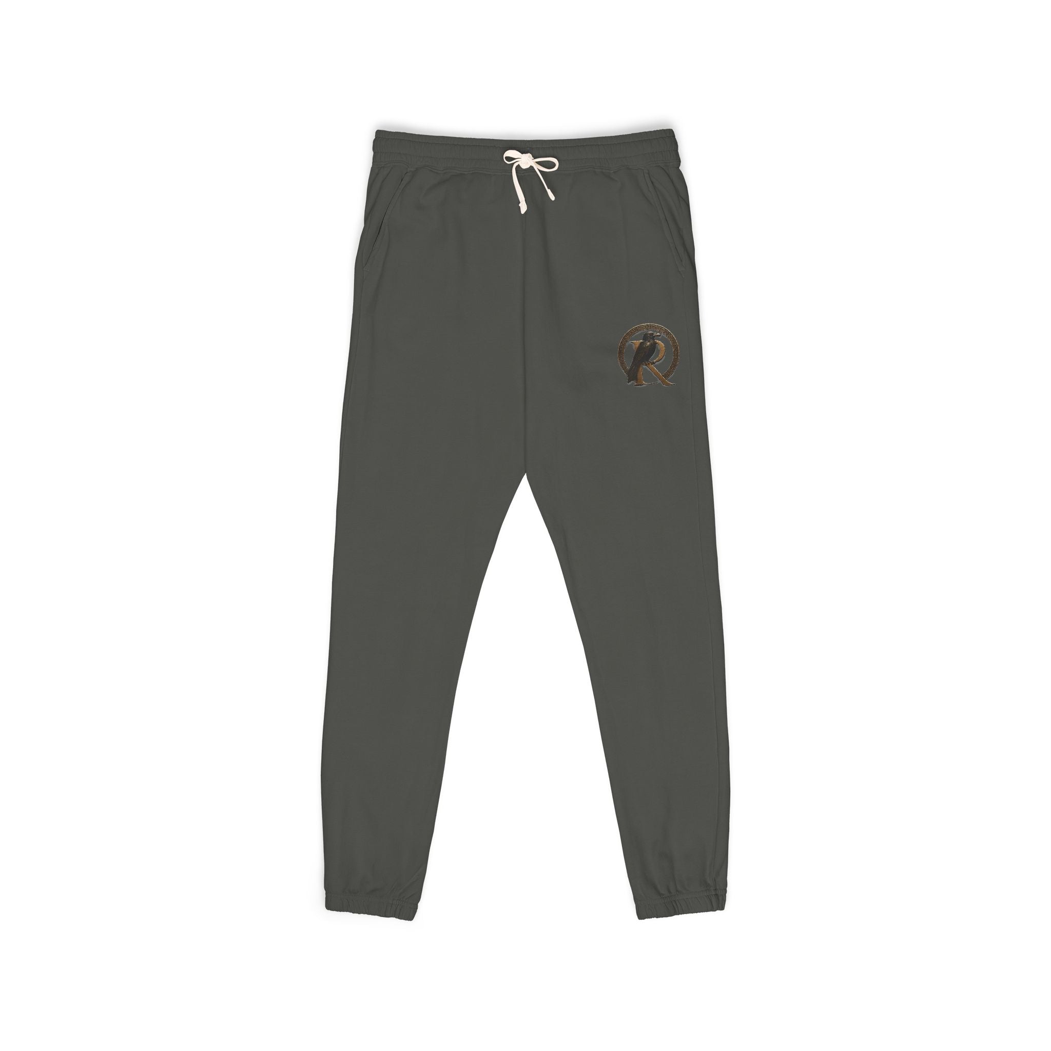 Earth-Tone Graphic Sweatpants — Vintage Circle Logo Joggers
